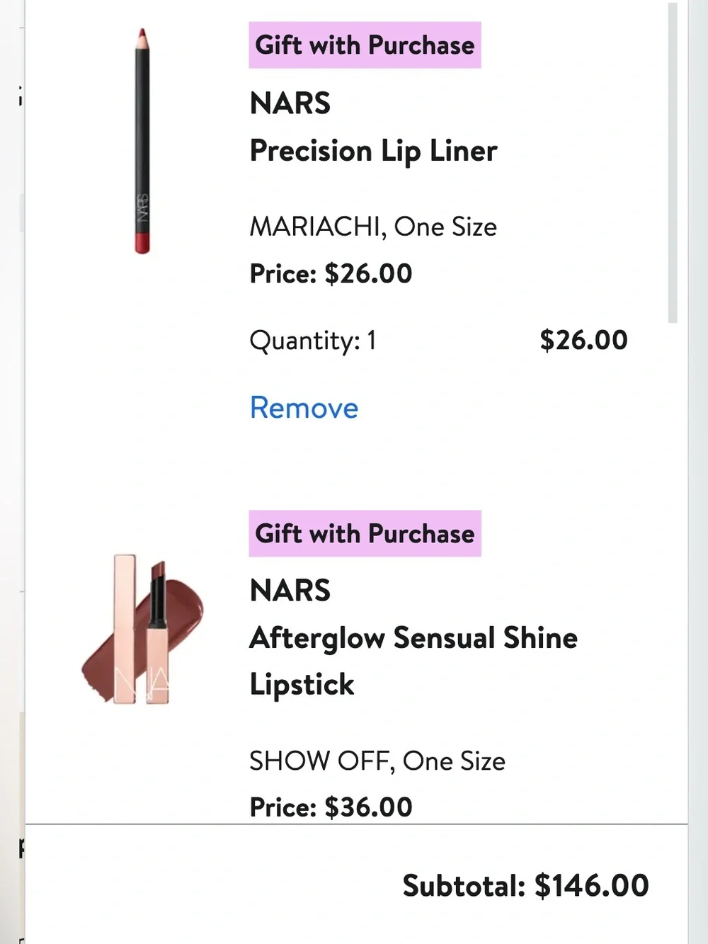 NARS lip makeup